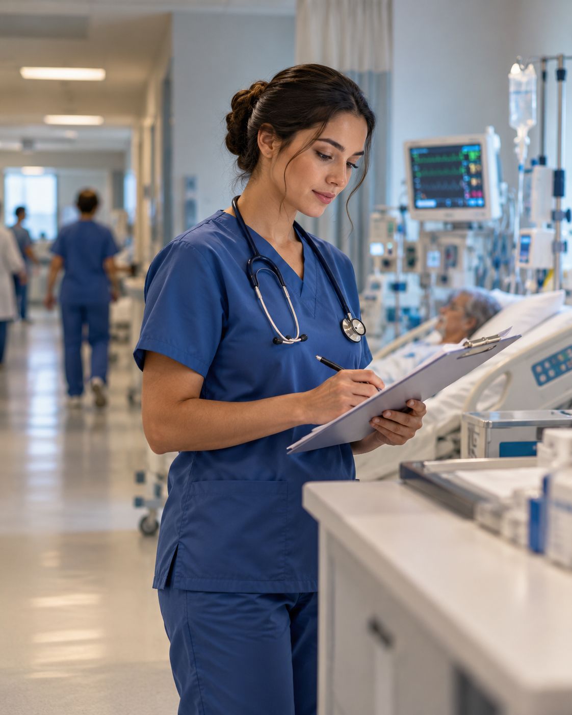 Enfermeira em enfermaria hospitalar